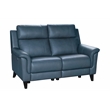 Pemberly Row Power Reclining Loveseat with Power Head Rest in Masen Blue Gray