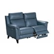 Pemberly Row Power Reclining Loveseat with Power Head Rest in Masen Blue Gray