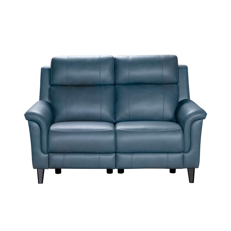 Pemberly Row Power Reclining Loveseat with Power Head Rest in Masen Blue Gray