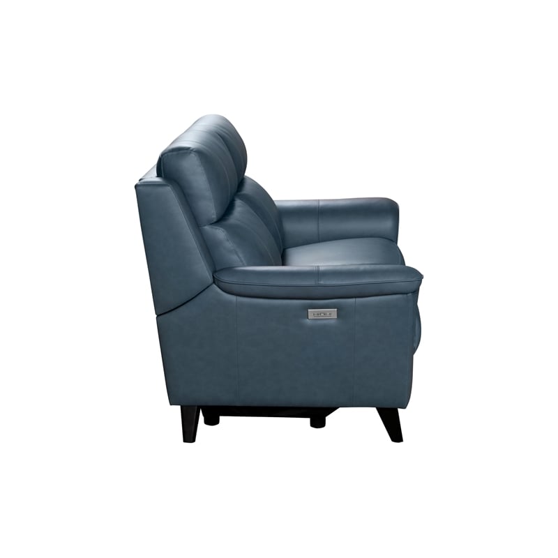 Pemberly Row Power Reclining Loveseat with Power Head Rest in Masen Blue Gray