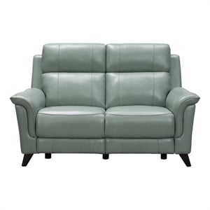 Pemberly Row Power Reclining Loveseat with Power Head Rests in Lorenzo Mint