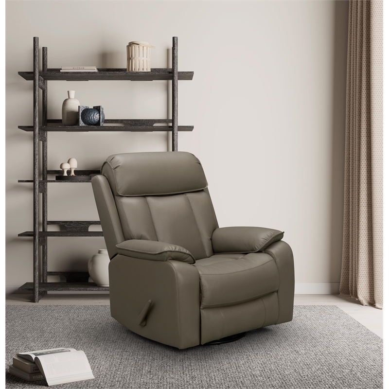 Pemberly Row Premium Swivel Glider Recliner in Lynn Smokey Gray
