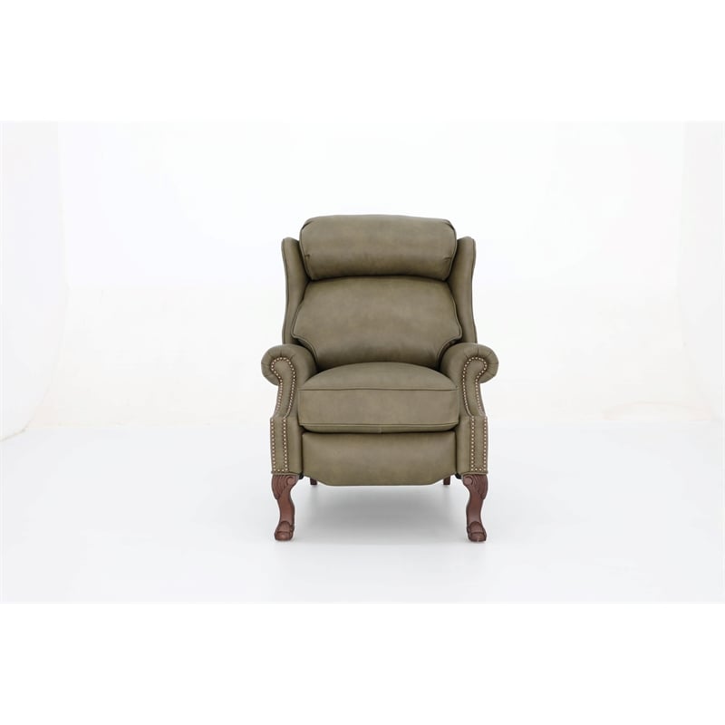 Pemberly Row Premium Push Thru The Arms Recliner in Oasis Olive