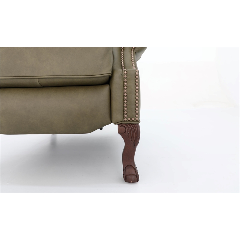 Pemberly Row Premium Push Thru The Arms Recliner in Oasis Olive