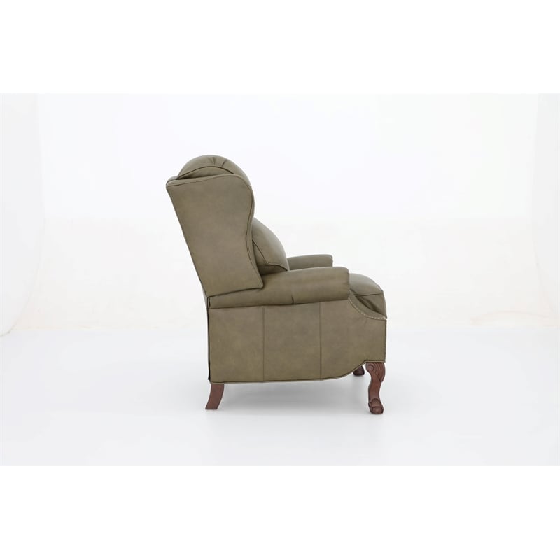 Pemberly Row Premium Push Thru The Arms Recliner in Oasis Olive