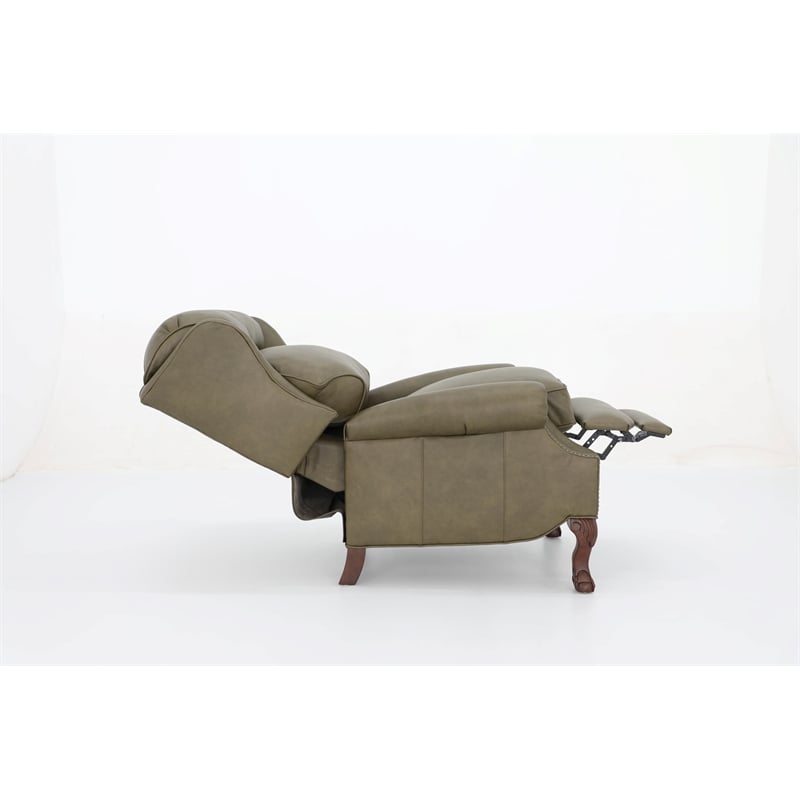 Pemberly Row Premium Push Thru The Arms Recliner in Oasis Olive