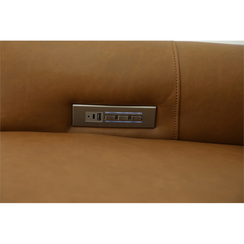 Pemberly Row Power Recliner with Head Rest and Lumbar in Santa Fe Brandy