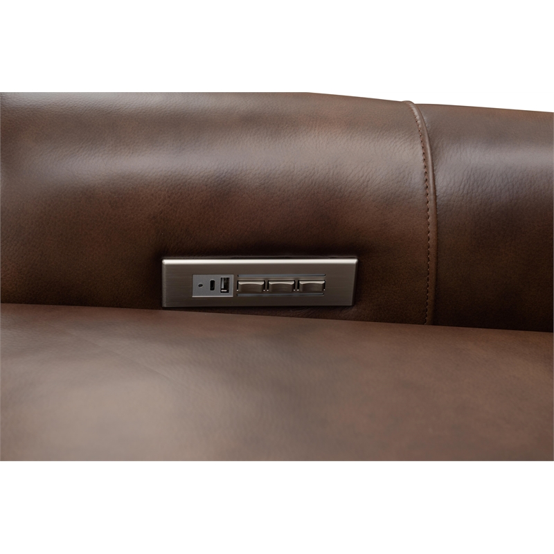 Pemberly Row Power Recliner with Head Rest and Lumbar in Worthington Cognac