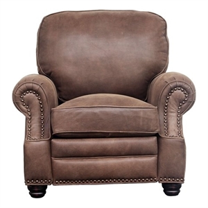 Pemberly Row Push Thru The Arms Recliner in Dark Sanded Bomber