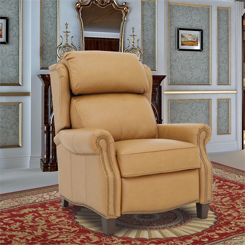 Pemberly Row Premium Push Thru The Arms Recliner in Santa Fe Brandy