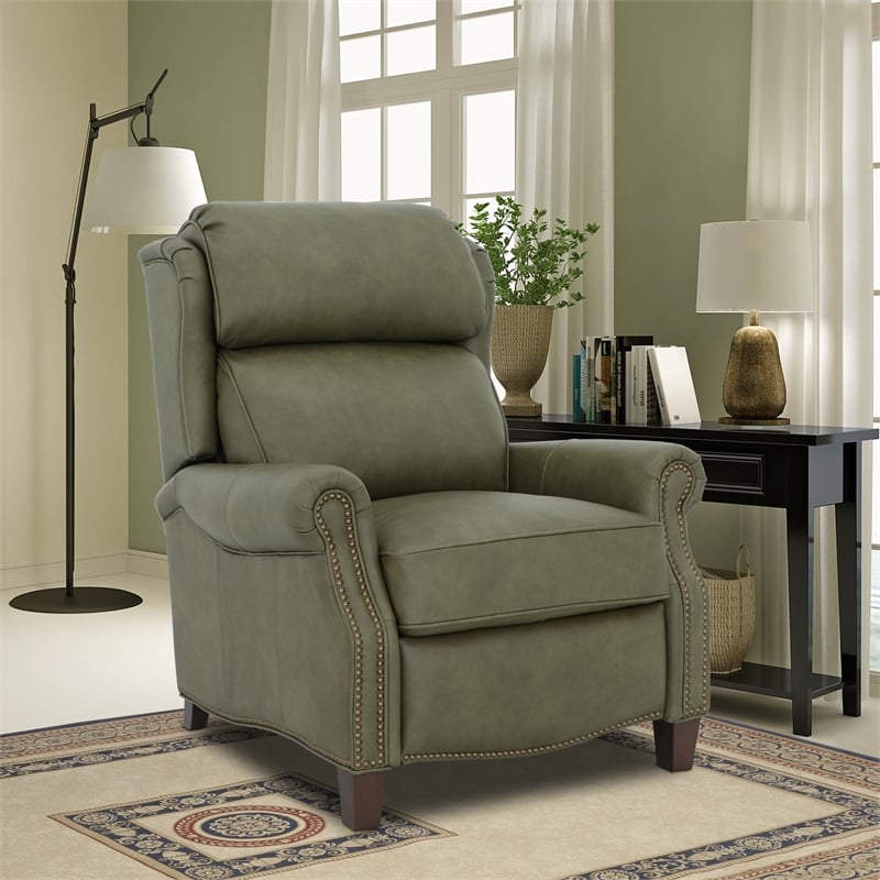 Pemberly Row Premium Push Thru The Arms Recliner in Oasis Olive