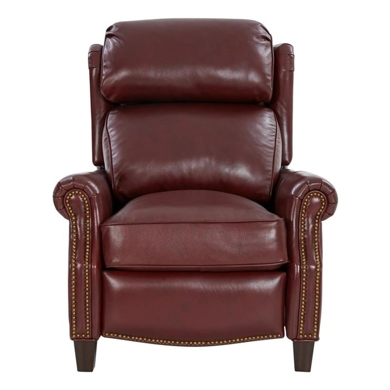 Pemberly Row Push Thru The Arms Recliner in Marisol Cabernet