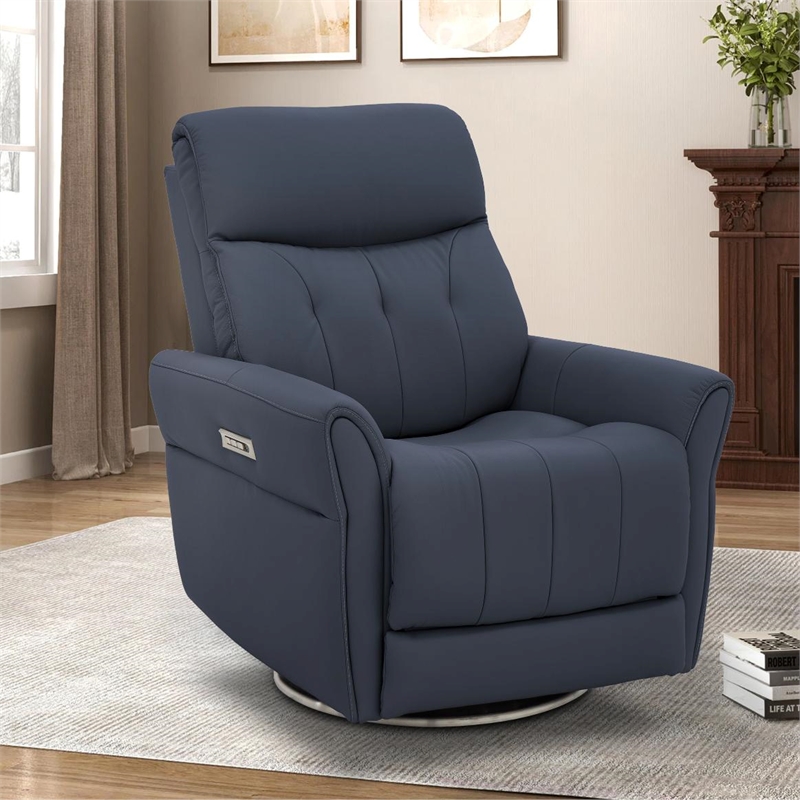 Pemberly Row Premium Power Swivel Recliner in Sorrento Ocean
