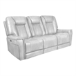 Pemberly Row Upholstered Sofa with Power Recliner in Rainer Dove