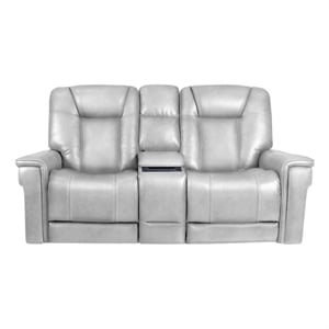 Pemberly Row Console Loveseat with Power Recliner in Rainer Dove