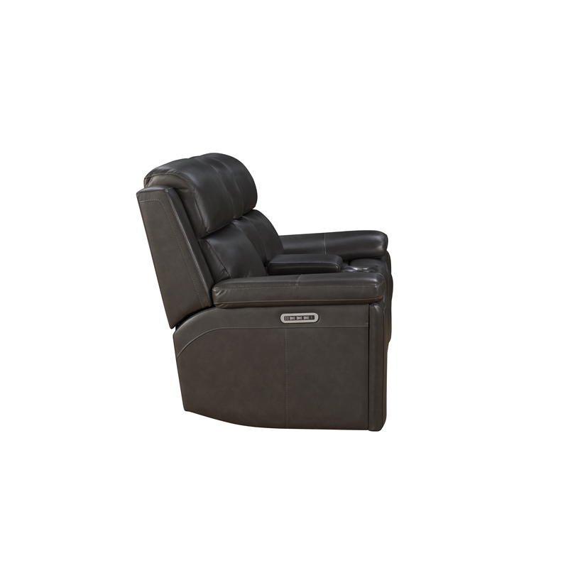 Pemberly Row Power Reclining Loveseat with Heat & Massage in Matteo Smokey Gray