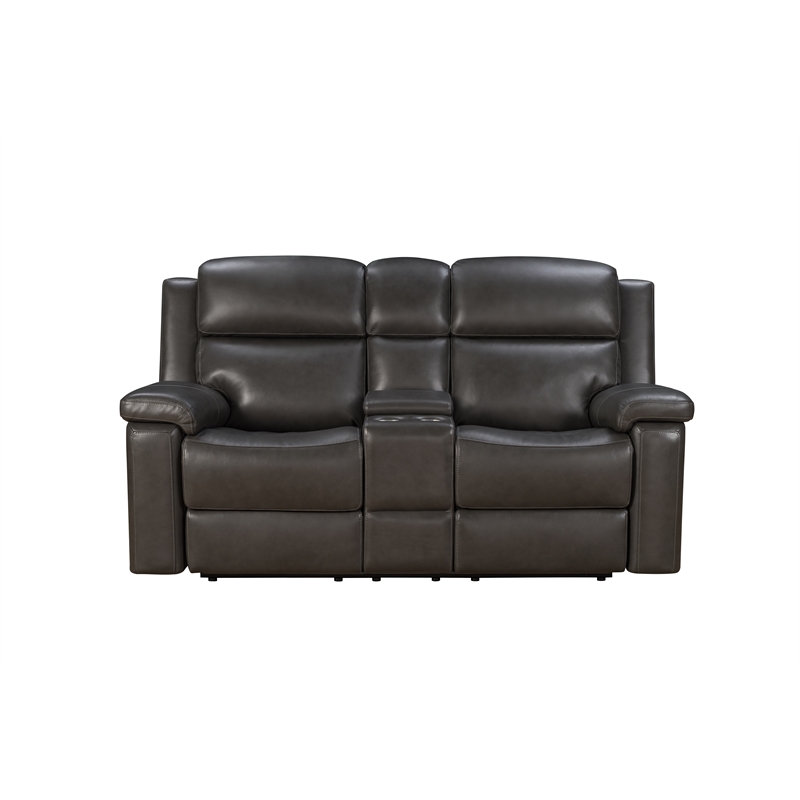 Pemberly Row Power Reclining Loveseat with Heat & Massage in Matteo Smokey Gray