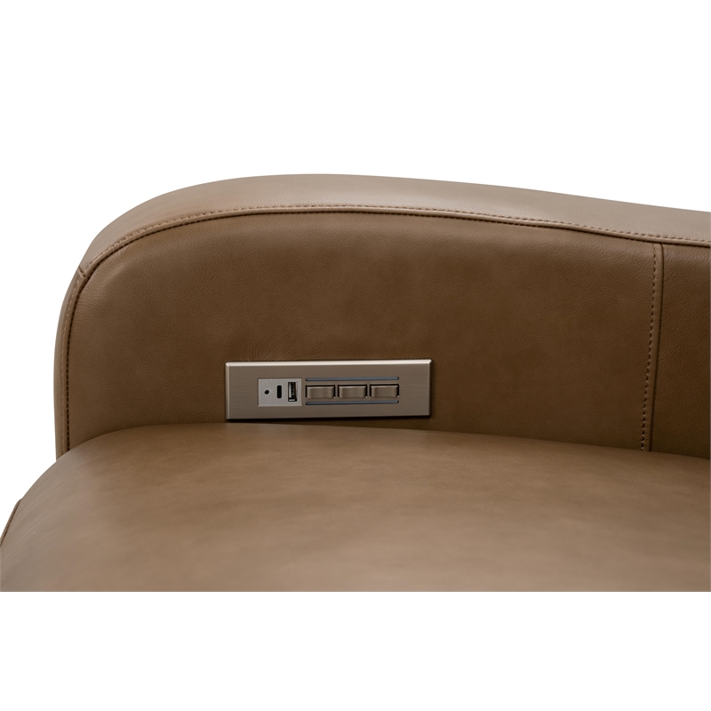 Pemberly Row Power Recliner with Storage in Hillwood Toffee with Solid Frame