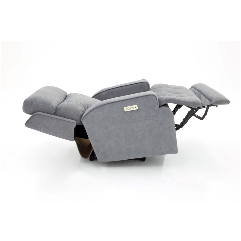 Pemberly Row Premium Zero Gravity Power Recliner in Arula Dolphin