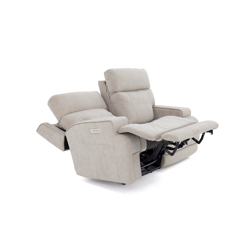 Pemberly Row Zero Gravity Loveseat with Power Recline in Arula Dove