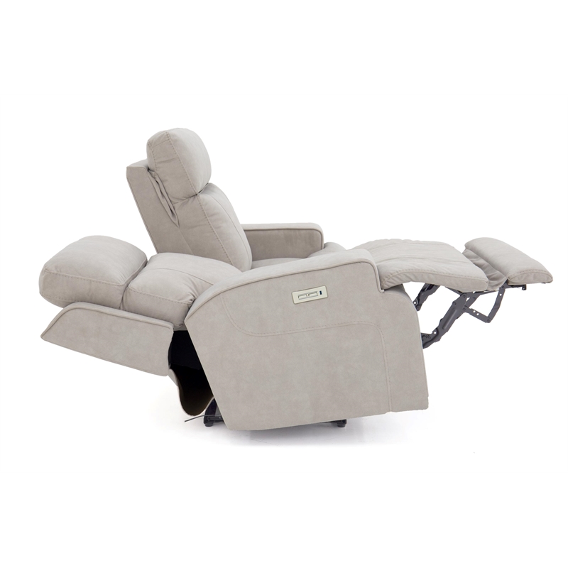 Pemberly Row Zero Gravity Loveseat with Power Recline in Arula Dove