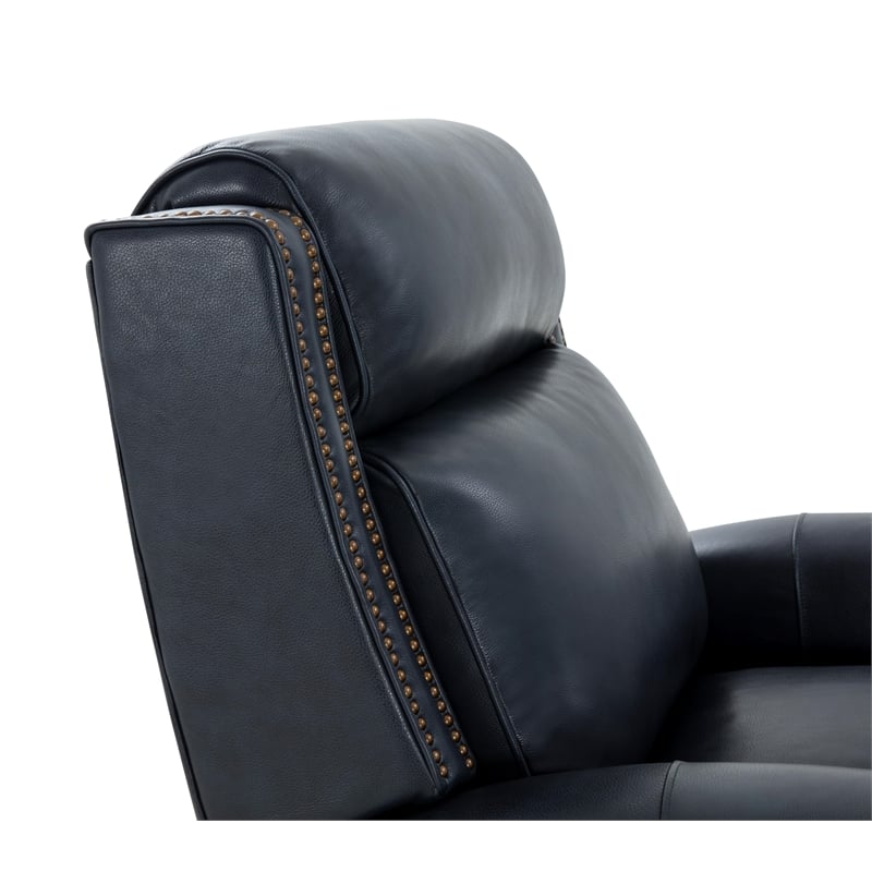 Pemberly Row Power Recliner with Power Head Rest in Barone Navy Blue