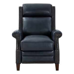 Pemberly Row Power Recliner with Power Head Rest in Barone Navy Blue