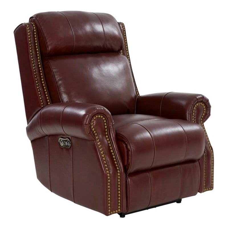 Pemberly Row Big & Tall Power Recliner with Power Head Rest in Marisol Cabernet