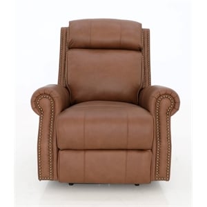 Pemberly Row Big and Tall Power Recliner with Power Head Rest in Dobbs Saddle