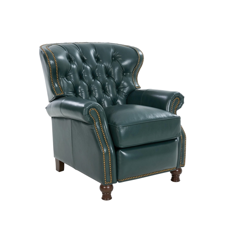 Pemberly Row Push Thru The Arms Recliner in Highland Emerald