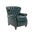 Pemberly Row Push Thru The Arms Recliner in Highland Emerald