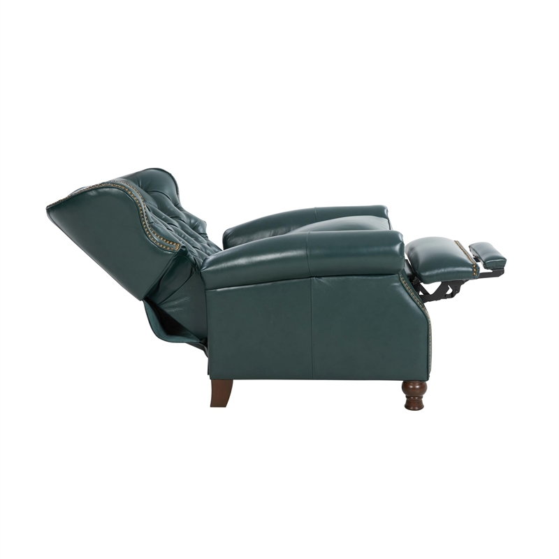 Pemberly Row Push Thru The Arms Recliner in Highland Emerald