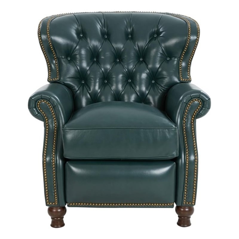Pemberly Row Push Thru The Arms Recliner in Highland Emerald