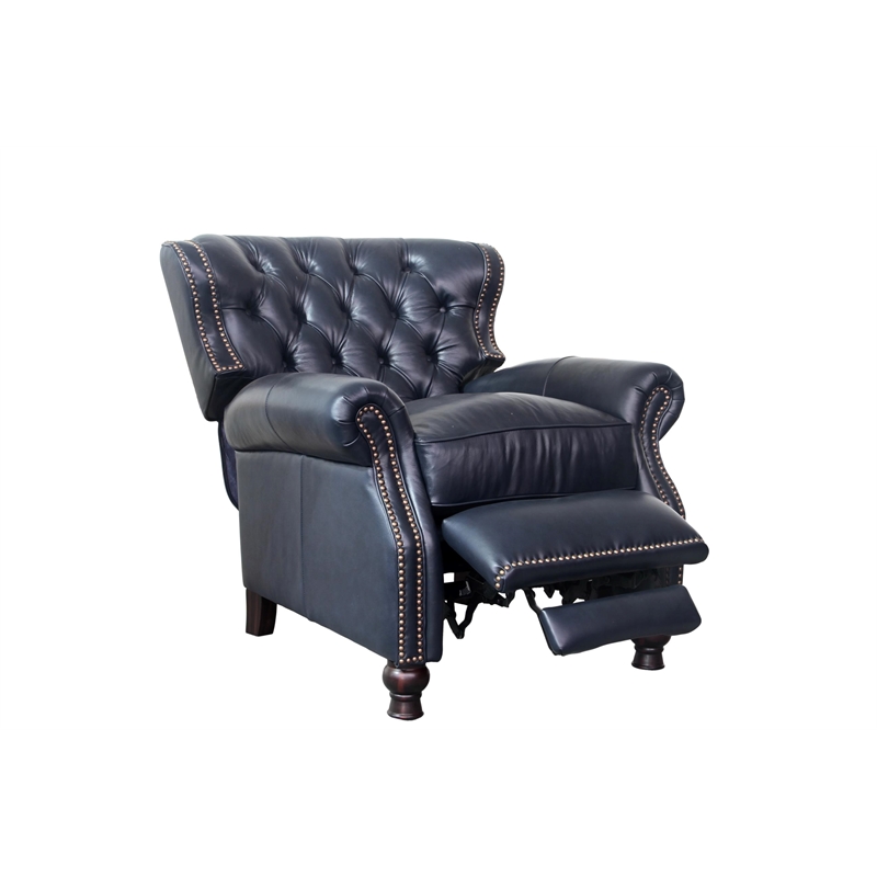Pemberly Row Premium Push Thru The Arms Recliner in Shoreham Blue