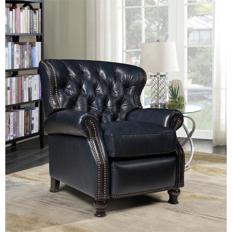Pemberly Row Premium Push Thru The Arms Recliner in Shoreham Blue