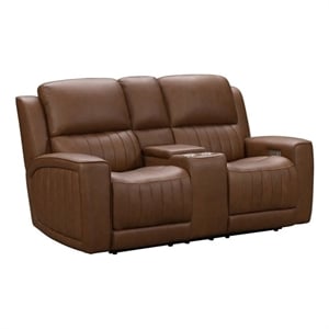 Pemberly Row Zero Gravity Power Reclining Loveseat in Cinnamon