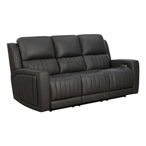 Pemberly Row Zero Gravity Power Reclining Upholstered Sofa in Dark Gray