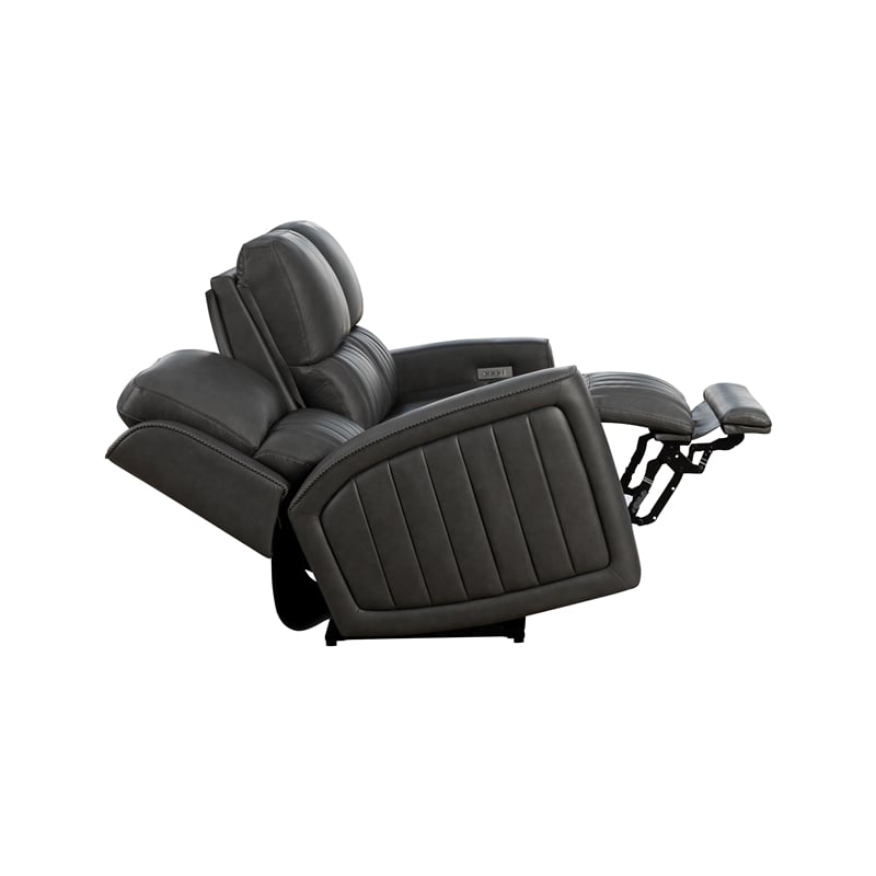 Pemberly Row Zero Gravity Power Reclining Upholstered Sofa in Dark Gray