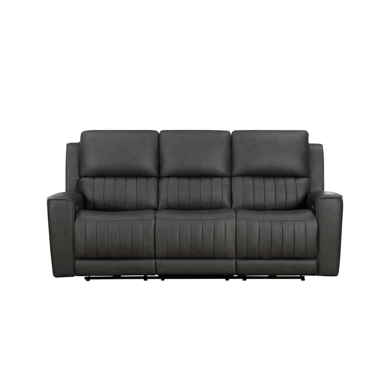 Pemberly Row Zero Gravity Power Reclining Upholstered Sofa in Dark Gray