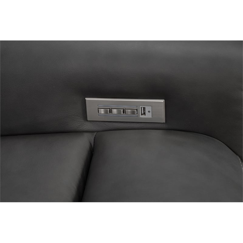 Pemberly Row Zero Gravity Power Reclining Upholstered Sofa in Dark Gray
