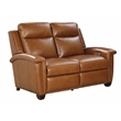 Pemberly Row Power Reclining Loveseat with Power Head Rests in Elwood Saddle