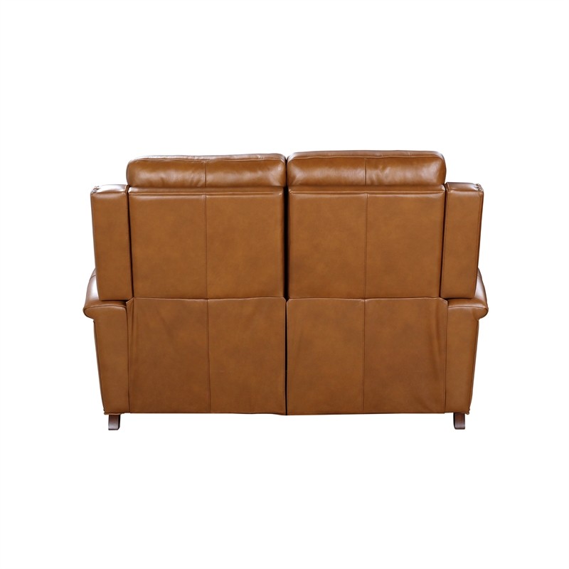 Pemberly Row Power Reclining Loveseat with Power Head Rests in Elwood Saddle