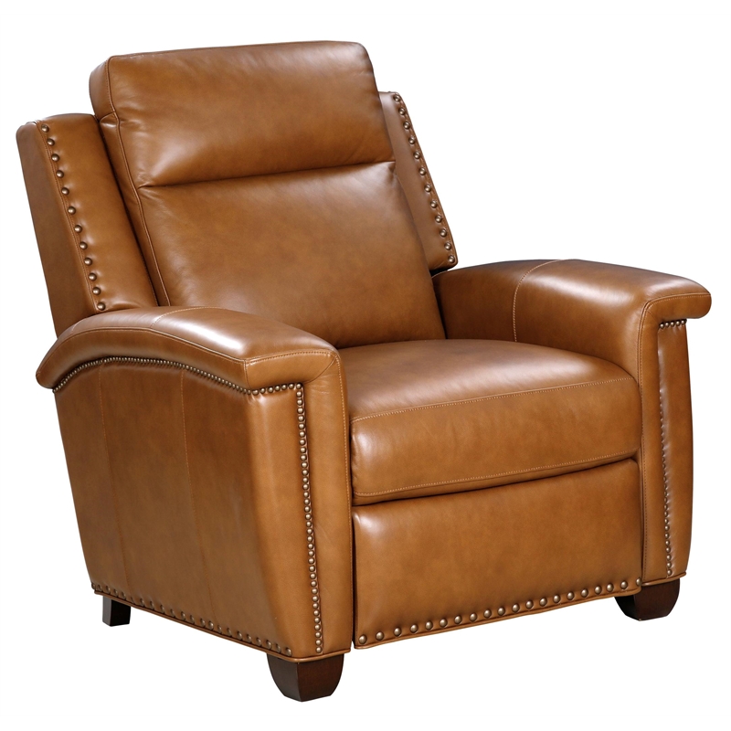 Pemberly Row Power Recliner with Power Head Rest in Elwood Saddle