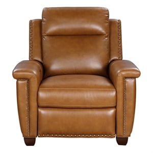 Pemberly Row Power Recliner with Power Head Rest in Elwood Saddle