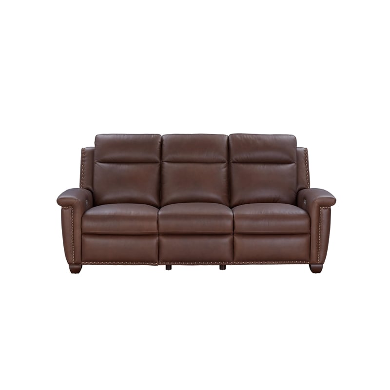 Pemberly Row Power Reclining Sofa with Power Head Rests in Clifton Chocolate