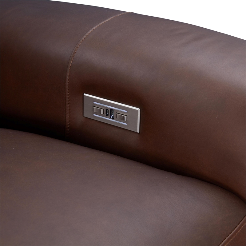 Pemberly Row Power Reclining Sofa with Power Head Rests in Clifton Chocolate