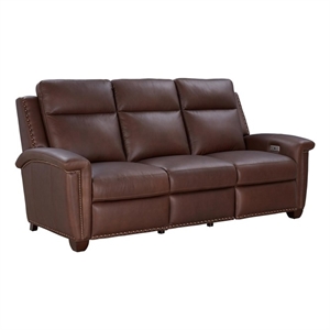 Pemberly Row Power Reclining Sofa with Power Head Rests in Clifton Chocolate