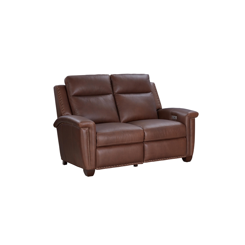 Pemberly Row Power Reclining Loveseat with Power Head Rest in Clifton Chocolate