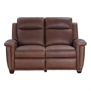 Pemberly Row Power Reclining Loveseat with Power Head Rest in Clifton Chocolate