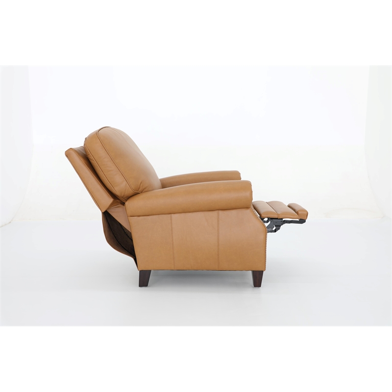 Pemberly Row Premium Push Thru The Arms Recliner in Santa Fe Brandy